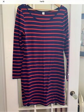 Old Navy Navy and Red Striped Midi Dress Patriotic